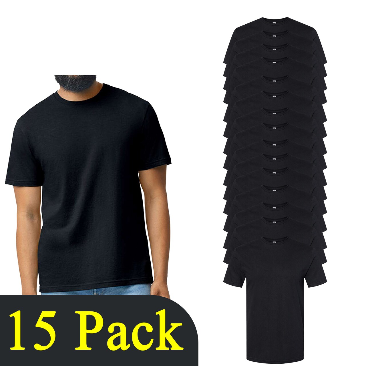 Gildan Softstyle CVC Blank Crewneck Cricut T-Shirt, Black DIY Multipack Shirt